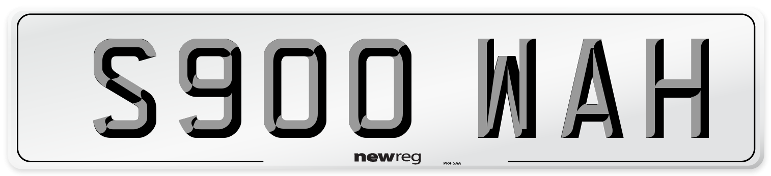 S900 WAH Number Plate from New Reg
